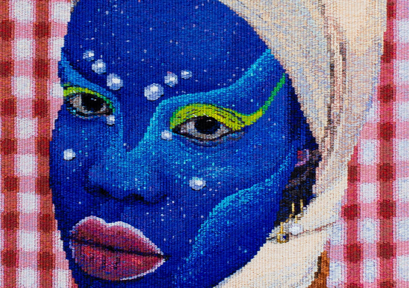 'Portrait in July (4)', 2021, designed by Atong Atem, woven by Pamela Joyce. Photograph courtesy of Marie-Luise Skibbe.