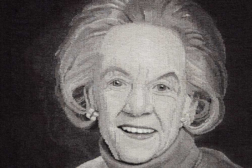 The Honourable Margaret Lusink AM, 2019, woven by Pamela Joyce, wool, cotton, 0.9 x 0.7m. Photograph: Jeremy Weihrauch.