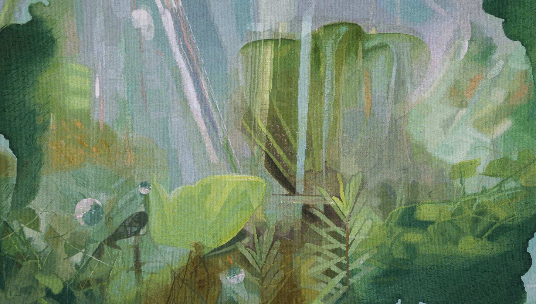 ‘Hear the Plant Song’ 2020, designed by Janet Laurence, woven by Chris Cochius, Amy Cornall & Cheryl Thornton, wool, cotton, 1.56 x 2.7m. Photo: John Gollings AM.