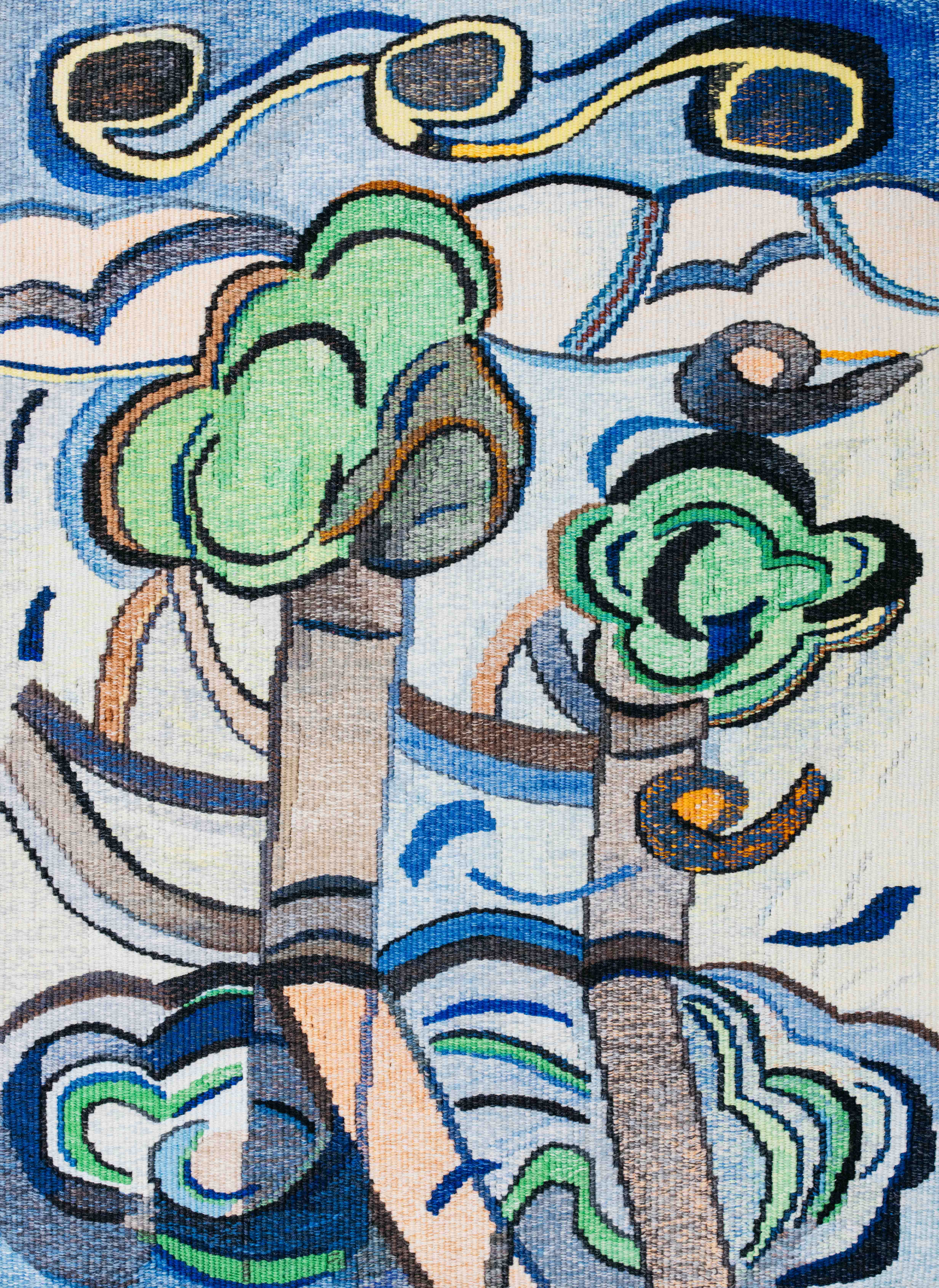 Work in progress 'Planted Together', designed by Emily Ferretti and woven by Jennifer Sharpe. Photo by Tim Gresham. 