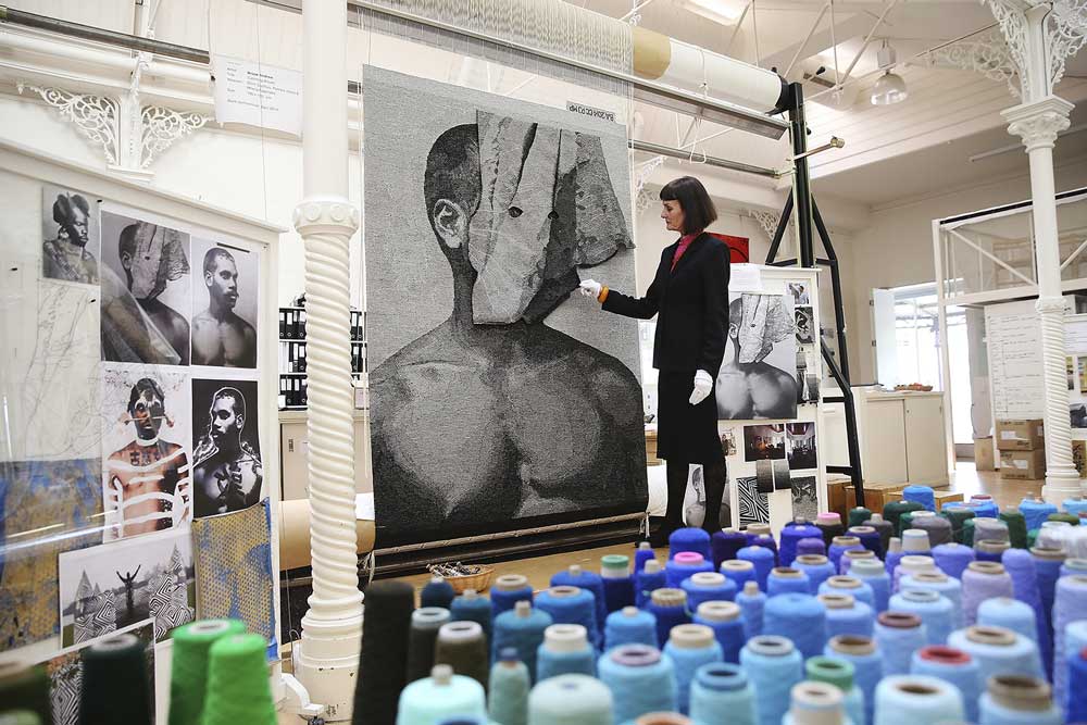 ATW Director Antonia Syme inspects 'Catching Breath', designed by Brook Andrew. Photo: Paul Jeffers/Fairfax Media