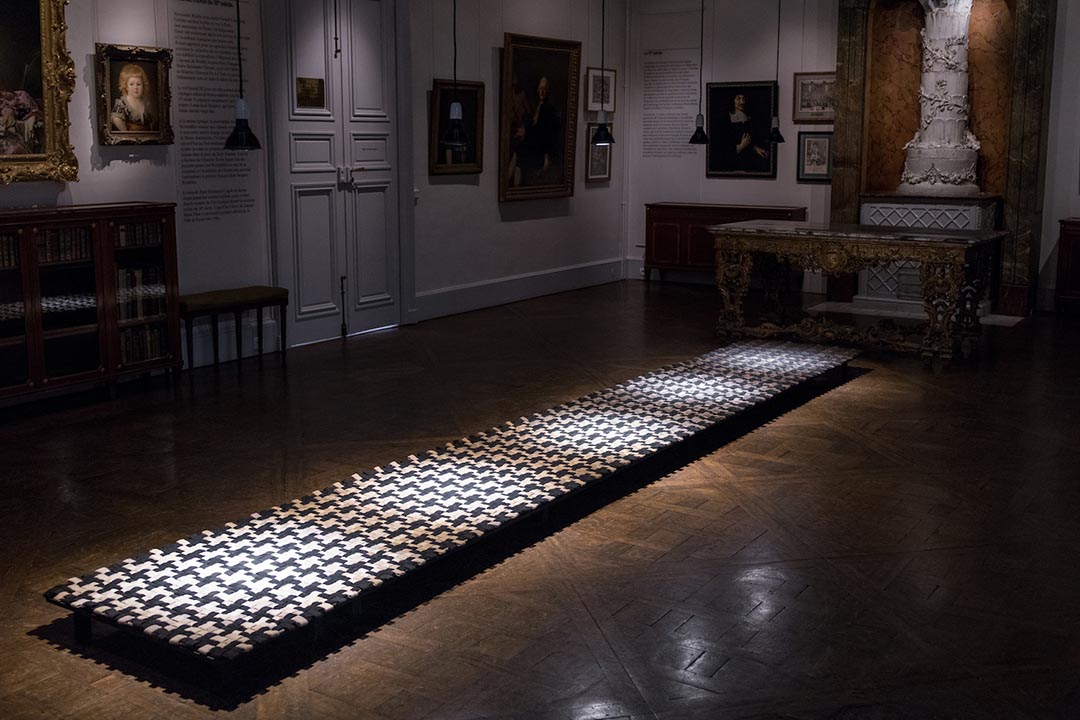 Katarina Brieditis and Katarina Evans, ‘Pepita: Re Rag Rug’, 2013, woollen sweaters, braided plain weave, 85x585 cm. Image courtesy of the artist.