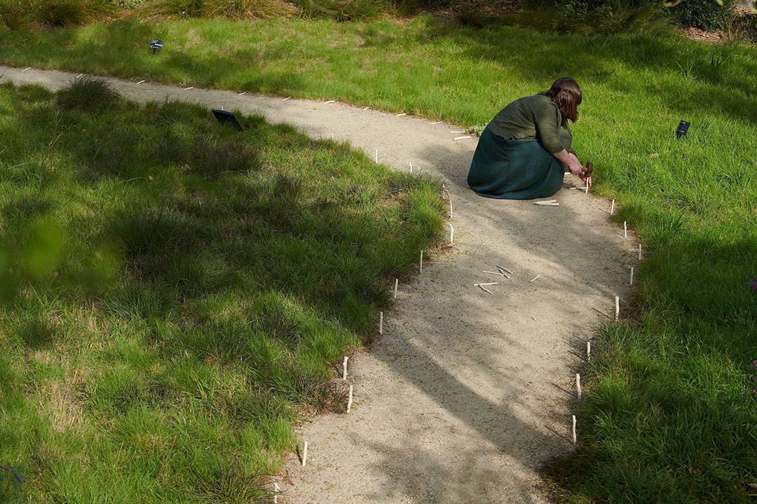 Cara Johnson, ‘Safekeeping’ (installing at the Royal Botanic Gardens Victoria), 2019. Image Fred Kroh. 