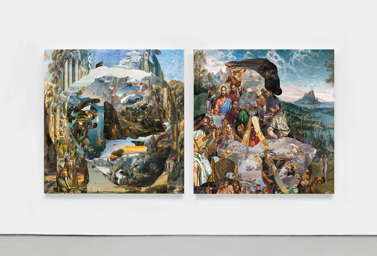 Every kingdom was born to die pt. ii & iii, 2024, dye sublimation on suede 160 x 143 cm