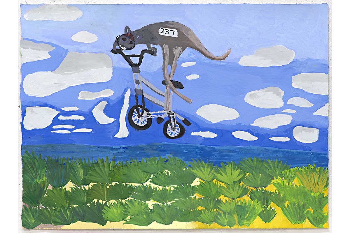 Matthew Gove 'On ya Bike Air Kangaroo' 2021 gouache on paper 28 x 38 cm