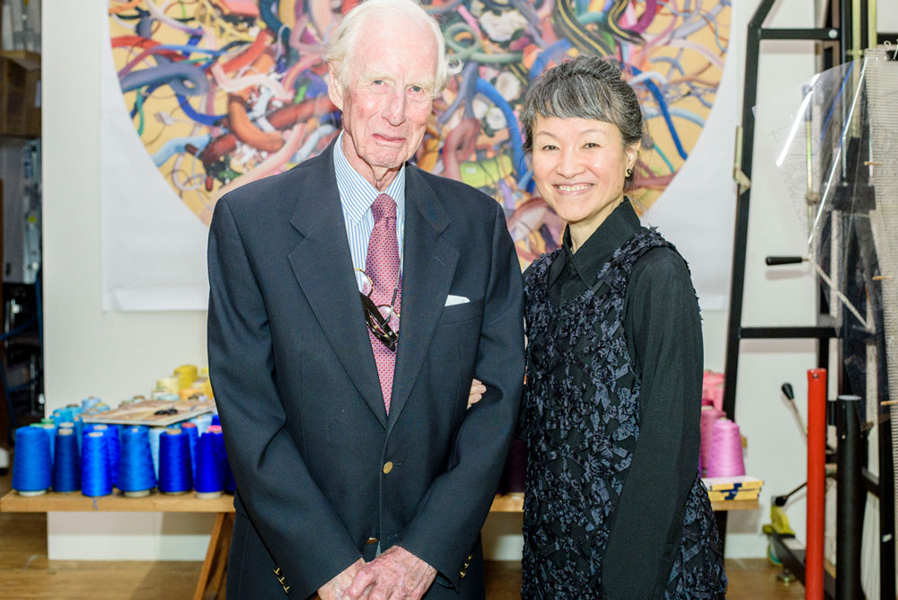 Arnold Hancock OBE with Hancock Fellow Reiko Sudo in 2015. 