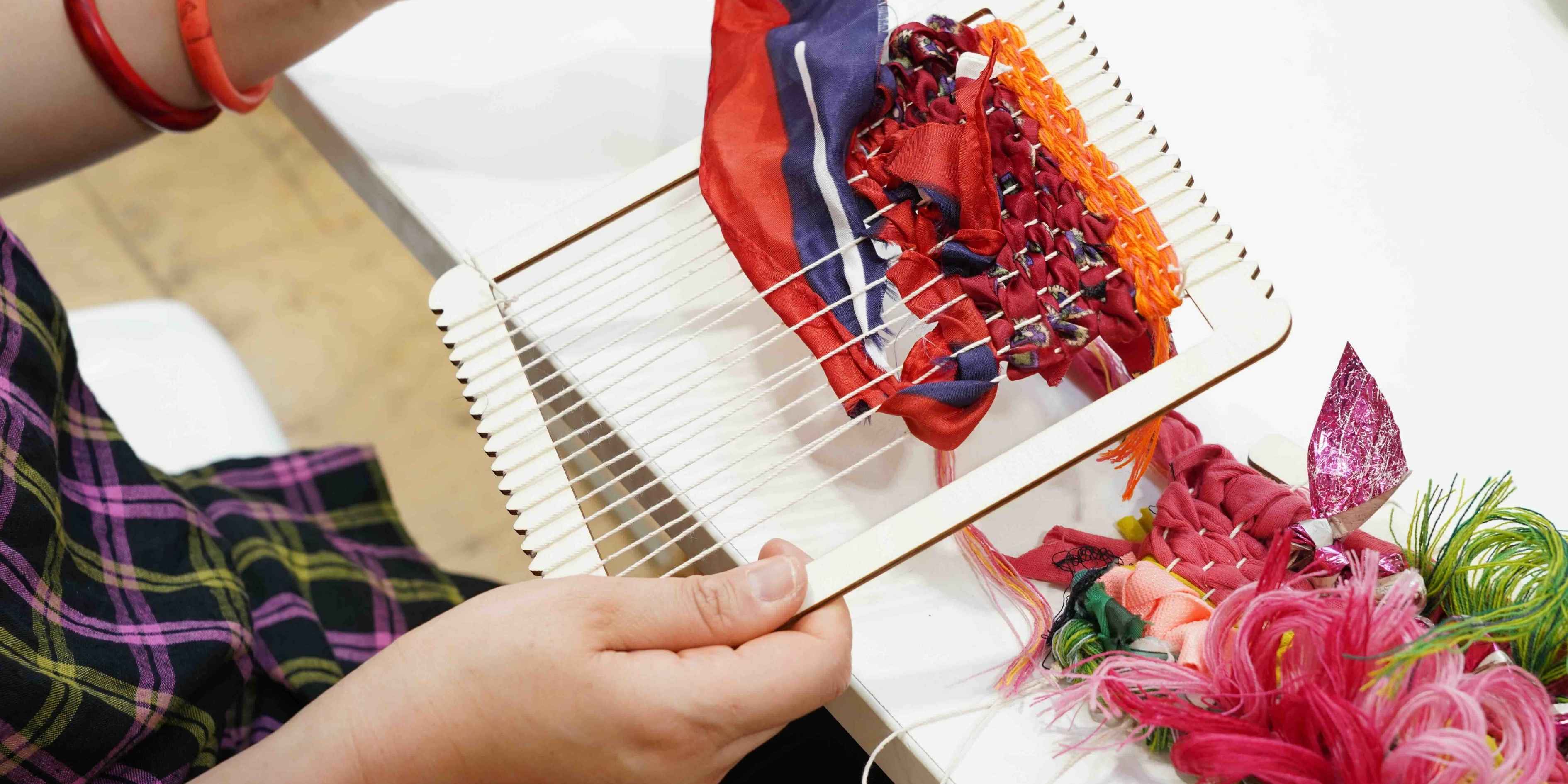 weaving on a mini loom