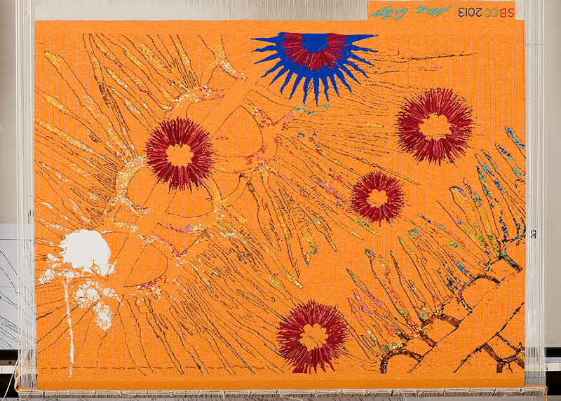 ‘Diamond Jubilee Project’ 2013, designed by Nusra Latif Qureshi, woven by Sue Batten & Chris Cochius, wool and cotton, 1.00 x 1.50m. Photograph: John Brash. 