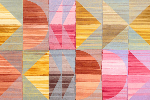 'Old Media', 2023, designed by Emma Biggs and Matthew Collings, woven by ATW, wool and cotton. Photograph: Tim Gresham.