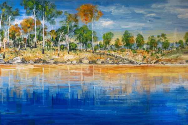 'Parramatta', 2021, designed by Chris Kenyon, woven by ATW, wool and cotton, 7 x 11.5m, Photo: John Gollings AM.