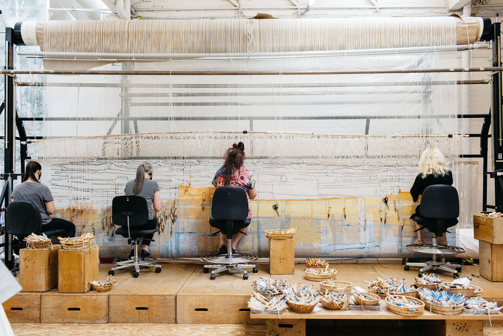 On the loom: 'Parramatta' tapestry. Photo: Marie-Luise Skibbe.