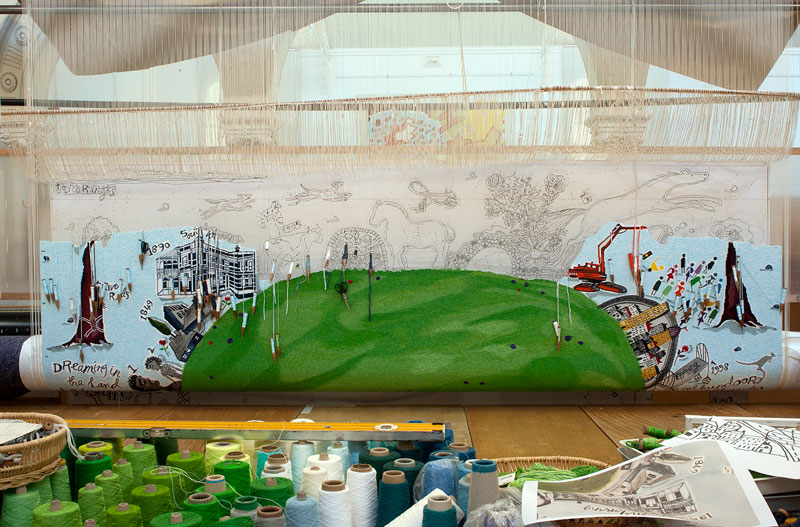 ‘North Facing’ 2012, designed by Bern Emmerichs, woven by Emma Sulzer & Sue Batten, wool and cotton, 1.60 x 4.25m. Photograph: Viki Petherbridge.